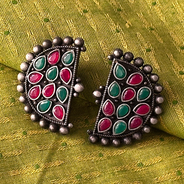 Aadha Chaand (green and pink stone)