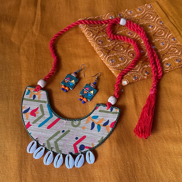 Rust Printed with Painted Earrings